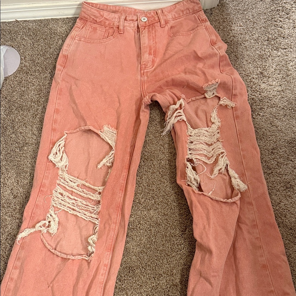 Distressed Pink Women's Jeans